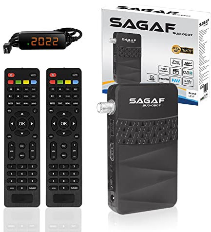 LEYF & Sagaf SUD-0507 Mini Sat Receiver - DVB-S2 | ARD & ZDF SD Abschaltung tauglich- Satelliten Receiver - Full HD 1080p Digital Receiver (HDTV, USB) Astra Hotbird Türksat + 2X Fernbedienung