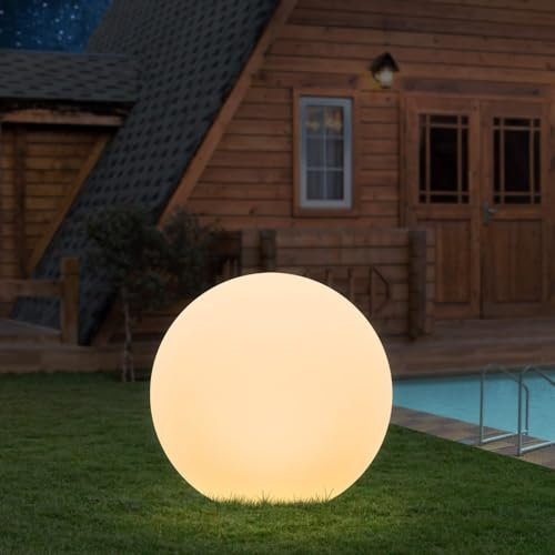 MALUX LED Kugelleuchte, Sphäre Gartenleuchten mit 16 Farbe Dimmbar & 4 RGB Beleuchtungsmodi, Wiederaufladbar IP67 Schwimmende Pool Kugellampe für Außen Rasen Hinterhof Patio Teich Inneren (25CM)