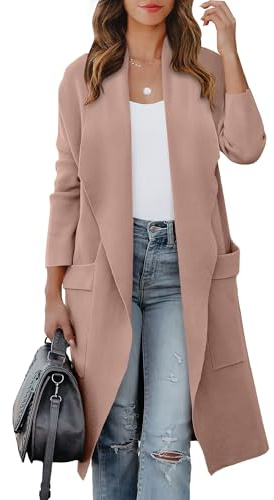 ANRABESS Women's Long Cardigan Sweater 2025 Fall Fashion Casual Oversized Knit Open Front Coatigan Jacket Coat Outfits Peach khaki Medium