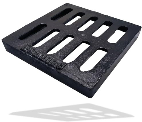 DuuMuut Cast Iron Drain Grate for NDS 9x9 Catch Basin, Outdoor Drain Cover for Polylok, B Class Replacement Sewer Grate, Durable Heavy Duty Channel Grate, Black Square Drainage Grate for Driveway