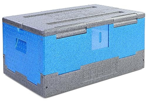 RAMROXX Warmhaltebox Kühl Thermo Isolierbox faltbar Blau Grau 40L 600x365x293mm