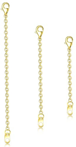 Extensor de collar, extensor de cadena chapado en oro de 18 quilates con cierre de pinza de langosta, extensión de cadena de 2 pulgadas, 3 pulgadas, 4 pulgadas, para collares, pulseras, tobilleras,