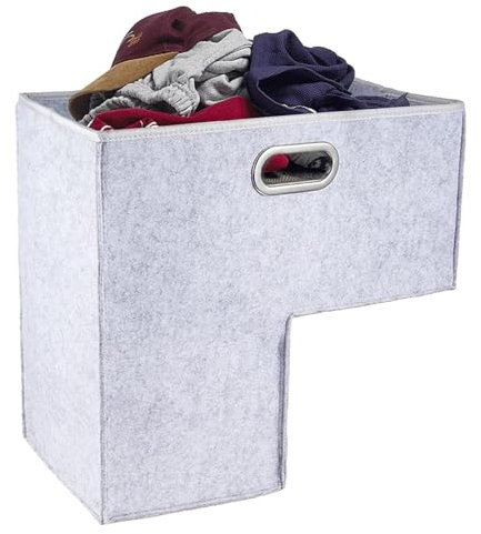 Cestello per scale – Scatola portaoggetti per scale a forma di L – Cesti per presentazioni in vimini naturale per camera da letto