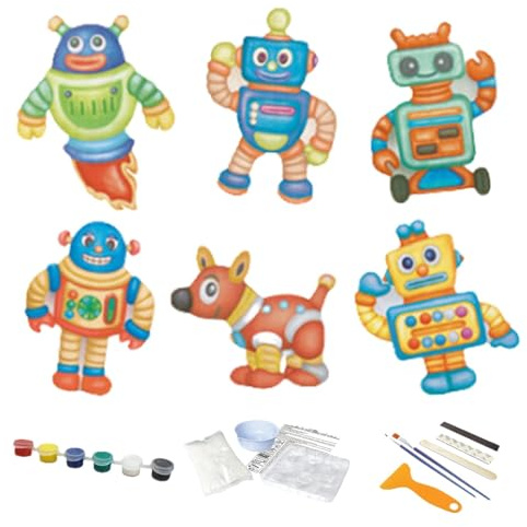 Ceramic Painting Kit for Children, Craft Kit for Painting On Plaster, Artistic Materials For Creativity For Children, Painting Kits, Interactive Painting On Chalk On Ceramics, Water Kit Co