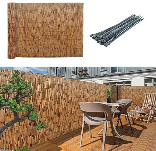 Valla de bambú 61 x 700 cm 61 x 800 cm valla laminada natural para decoración al aire libre para decoración de jardín