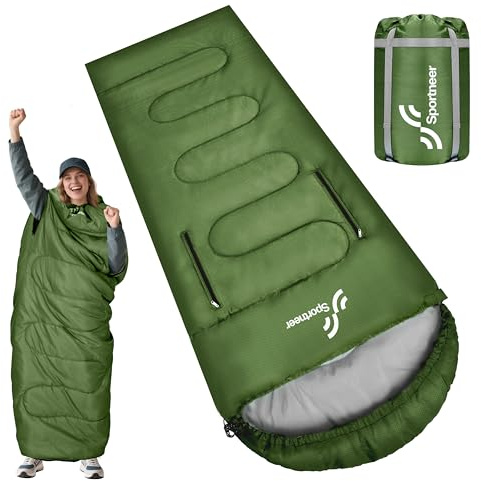 Sacco a Pelo 3-4 Stagioni 200×85 cm, Impermeabile e Leggero 1,7 kg, con Design Indossabile per Muovere le Braccia, per Campeggio, Viaggi, Festival e Uso Interno/Esterno – Adulto