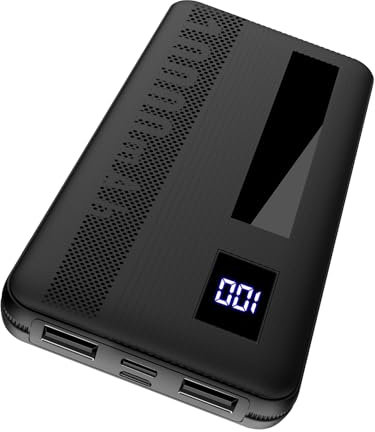 Dbasne Bateria Externa, 10000mAh Power Bank, 15W Carga Bateria Portatil USB C Input & Output, 4 Puertos Cargador Portatil con LED Compatible con iPhone 15/14/13 Samsung Xiaomi etc Smartphones