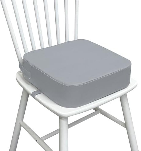 LEKEFETO Seggiolone per bambini, per tavolo da pranzo, smontabile, portatile, in pelle PU, con fibbia di sicurezza, altezza del seggiolino per bambini (grigio chiaro)