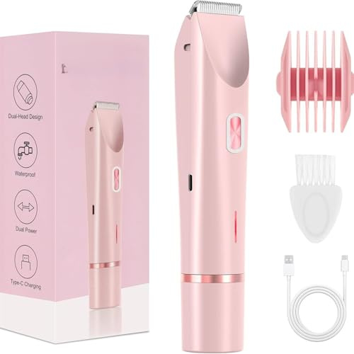 bikiniskin Bikini-Trimmer für Frauen 2-in-1 Intimrasierer für Frauen Wasserdichter, kabelloser Rasierer für Gesicht, Beine und empfindliche Bereiche