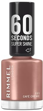 Rimmel 60 Seconds Super Shine Smalto, Smalto asciugatura rapida, Colore vibrante, A lunga tenuta, 8 ml, 111 Café Crème
