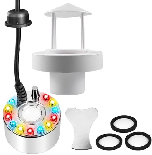 Behogan Nebulizzatore ad ultrasuoni, 12 LED, mini macchina per nebbia ad ultrasuoni, per Halloween, con paraspruzzi e 3 dischi di ricambio in ceramica, 24 V, silenziosa per stagno, Halloween Pumpkin e