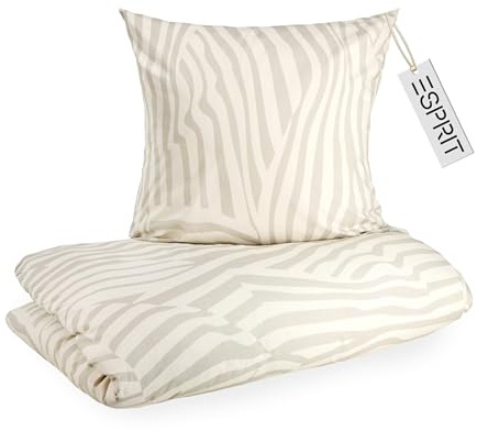 Set di biancheria da letto Esprit in cotone renforcé 135x200 beige - 1x copripiumino 135 x 200 + 1x federa 80x80 cm - Set di biancheria da letto di lusso in qualità hotel, traspirante, 2 pezzi