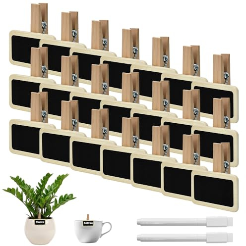 JNEYVIC 100 mini pizarras con pinza, pequeñas pizarras de tiza para escribir, 4 x 2 cm, pinzas de pizarra, pizarra con lápiz, pizarra para notas, notas, alimentos, decoración de fiestas