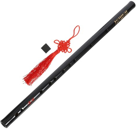 Cabilock Flauta Travesera de Bambú Negra F en Tono Antiguo para Principiantes Adultos y Niños con Borlas, Instrumento Musical Portátil Artesanal para Práctica y Aprendizaje