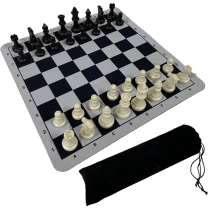 ICDKOYK Tappetino per mouse da torneo, set di scacchi per principianti, famiglia e amici insieme per divertirsi con un gioco classico impegnativo, gioco di scacchi da viaggio all'aperto e scacchiera