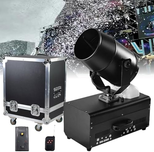 Machine à Neige Professionnelle 2000W 90° avec Télécommande et Flight Case - Neige Artificielle Instantanée pour Mariages, Fêtes de Noël et Événements