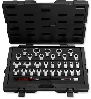 KS Tools Drehmoment Werkzeug-Satz für Drehmomentschlüssel 14x18 mm 516.1730 I 31-tlg. I 40-200 Nm I Schraubenschlüssel Set I Maulschlüssel Set, Ringschlüssel Set
