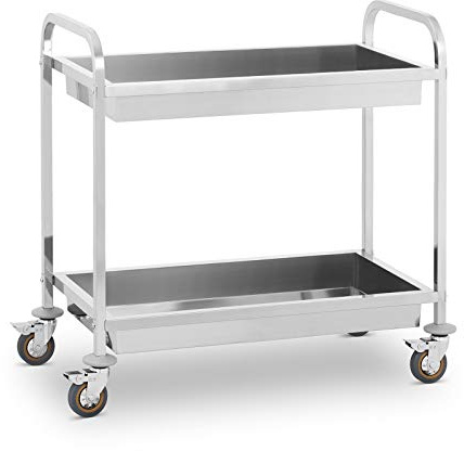 Royal Catering Carrello Portavivande Carrello di Servizio Carrello Cucina RCGW 2 (320 kg, Distanza tra i piani 47,5 cm, Spessore dei piani 3 cm, 2 contenitori)
