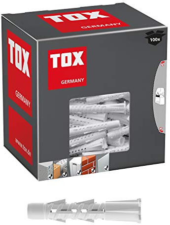 TOX Allzweckdübel mit umlegbaren Kragen Tetrafix 5 x 25 mm, Dübel für fast alle Baustoffe, 100 Stück, 021100021