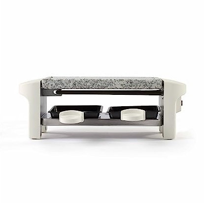 LIVOO - Appareil à Raclette 2 Personnes DOC156N - Grill Pierre en Granite Amovible | Revêtement antiadhésif | 350 Watts | Blanc