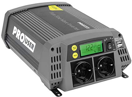 Pro-User PSI600 19127 600W Reine Sinuswelle 12V auf 230V Spannungswandler mit Fernbedienung und USB Ausgang