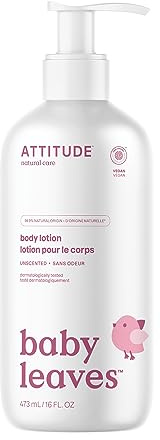 ATTITUDE Lotion Corps pour Bébé, Lait Hydratant, Certifié EWG Verified, Crème Hydratante, Nourrit la Peau, Végane, Sans Parfum, 473 mL
