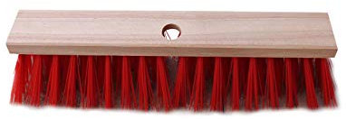 Escoba para calle Elaston, color rojo, con orificio para mango 40 cm