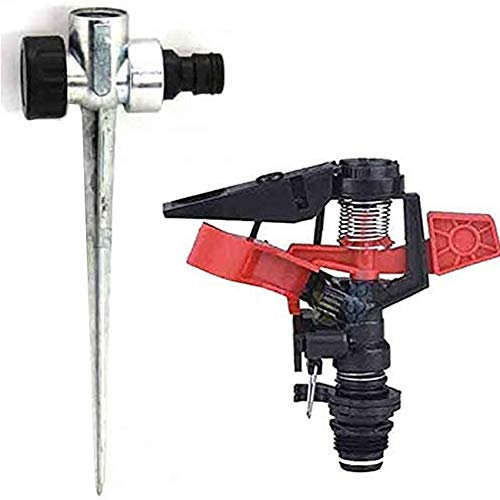 Suinga. KIT IRRIGATORE agricolo ANGOLO REGOLABILE. Raggio da 8 a 13 metri. Filettatura maschio da 1/2. Portata da 654 a 1212 l/h. Include PICCHETTO PORTA-IRRIGATORE in metallo.