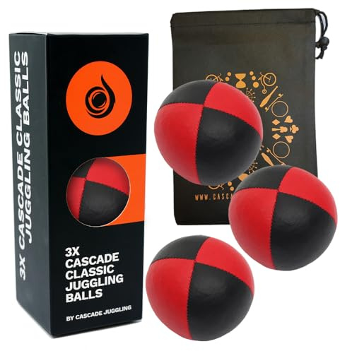 Cascade Juggling 3 x Pro 115g Classic Thud Balls - Set of 3 (Red and Black) with Carry Bag - Suitable for Kids