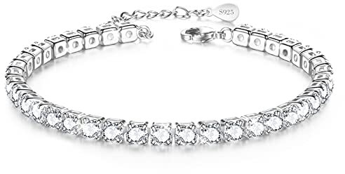 Fußkettchen,Tennis Fussketten für Frauen,Damen fußkette,Silber Fußkette Damen,Fussketten für Frauen Silber 925 Stabil,Fußkette Damen Silber 925,Armband Damen,Armbänder Geschenk für Frauen,8.5in+2in