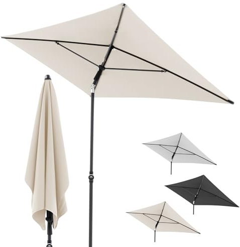 Doppler Parasol Rethink 180x120cm en Naturel, rectangulaire et inclinable, Ouverture Manuelle, Housse Incluse – pour Balcon, terrasse ou Jardin