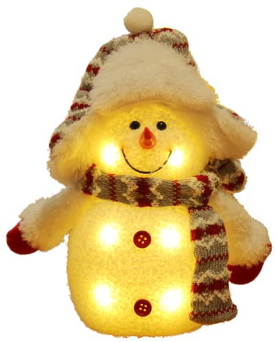 Bambelaa! Schneemann Frosty Deko LED Figuren Weihnachten Klein Grau Weiß Beleuchtet Innen Weihnachtsdeko Winter
