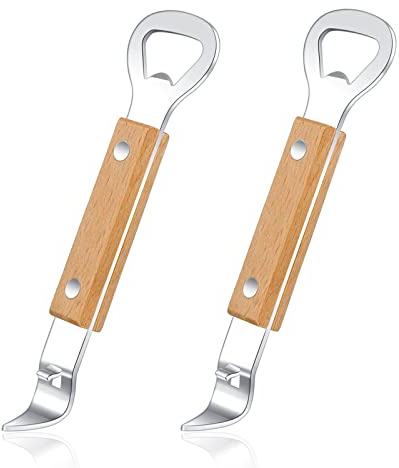 Vethwal Magnetic Can Punch Bottle Opener, Manual Stainless Steel Church Key Can Opener with Magnet for Camping and Traveling 2 Pack
