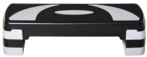 HOMCOM Step Fitness da Aerobica, Stepper Regolabile a 3 Altezze 10-15-20 cm per Allenamento a Casa e Palestra, Nero e Grigio