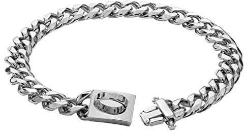 SOONHUA Hundehalsband, Metallkette, breite kubanische Gliederkette, Halsband mit Metallschnalle, D-Ring, Welpen-Kostüm für kleine, mittelgroße und große Hunde