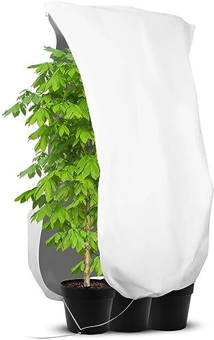 HOOPOE Copertura Piante Inverno,Telo da Sposa per Piante 120x 180cm, Telo Copri Piante Antigelo con Coulisse e Cerniera,Telo Antigelo per Piante,Telo Tessuto Non Tessuto per Piante
