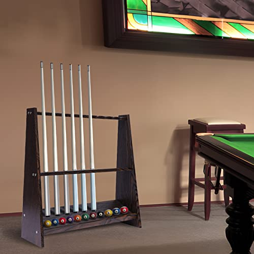 10 Löcher Wandqueuehalter Billard Pool Queue Wandhalter Rack StäNder Halterung Bodenmontage Billardqueue Stand Mehrloch Angelruten GolfschläGer ÖFfnung Anti Scratch Retro Holz Quadratische Braun