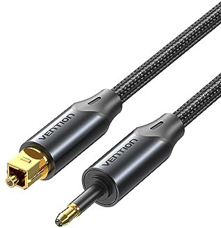 VENTION Optisches Audiokabel Mini-TOSLINK auf TOSLINK SPDIF IN/OUT, Nylon digitales Glasfaserkabel, für Lautsprecher, Soundbar, Stereoanlage/Verstärker, Smart Box