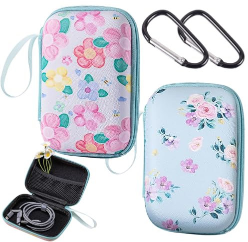 2 Piezas Funda para Auriculares con Mosquetones Set, Estuche Universal para Cascos, Mini Estuche con Cierre para Cascos para Viajes, Oficina, Escuela, Exteriores