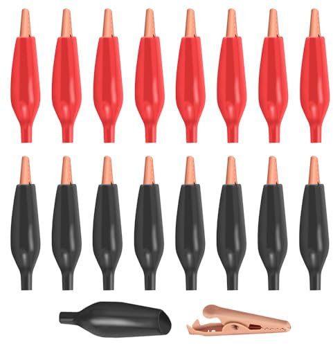 Pinzas de cocodrilo para electricista, pinzas de cocodrilo pequeñas para pruebas de laboratorio, clips de cocodrilo de cobre para prueba eléctrica, clips de cocodrilo con cubiertas protectoras de