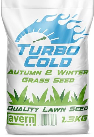 Avern Turbo Cold, Autumn & Winter Grass Seed 1.3KG, Lawn Seed, Hard Wearing Grass, Dog Friendly, Germinates in Colder Weather, Ideal for Overseeding or New UK Gardens (1.3KG, Upto 78 sqm Coverage)