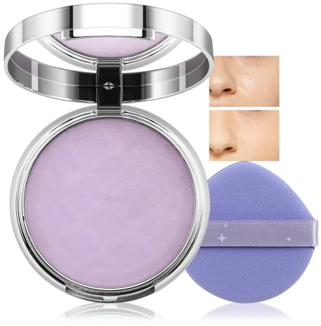 Boobeen Oil Control Face Powder, Jelly Pressed Makeup Setting With Lavender Matte Finish for Silky Blurring and Long-Lasting Results - Powder Puff Included