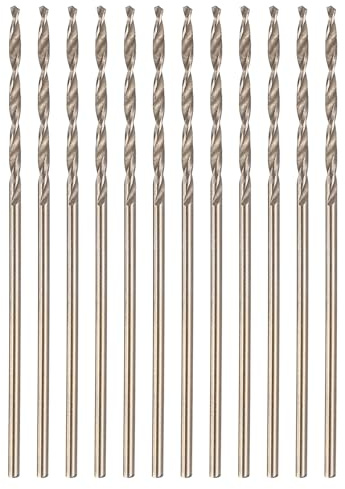 HARFINGTON 12pcs Cobalt Drill Bit, #60 0.04 HSS-CO Aircraft Twist Drill Bit with Straight Round Shank for Drilling Stainless Steel Cast Iron Tough Material