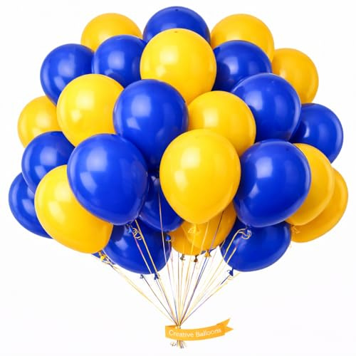 50-pack ballonger paket med gula och blå enkla ballonger 25 cm ballonger, födelsedagsfest ballongdekoration för bröllop baby shower examen