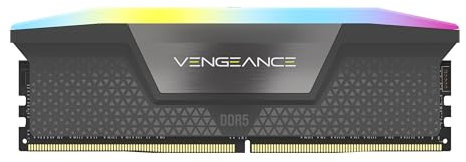 CORSAIR VENGEANCE RGB DDR5 RAM 32GB (1x32GB) 6000MHz CL38-44-44-96 1.35V AMD EXPO Intel XMP 3.0 Memoria per Computer – Grigio (CMH32GX5M1E6000Z38)