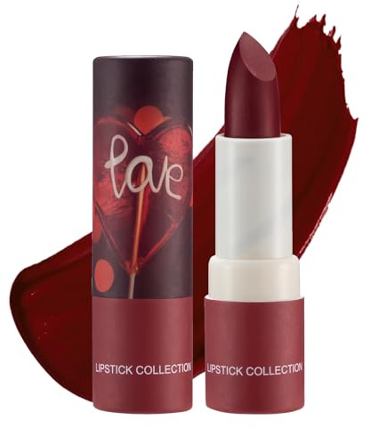 Red Lipstick Long Lasting for Women, Burgundy Lipstick Dark Red Lip Gloss Lip Stain, Matte Non-stick Cup High Pigmented Waterproof Lip Makeup