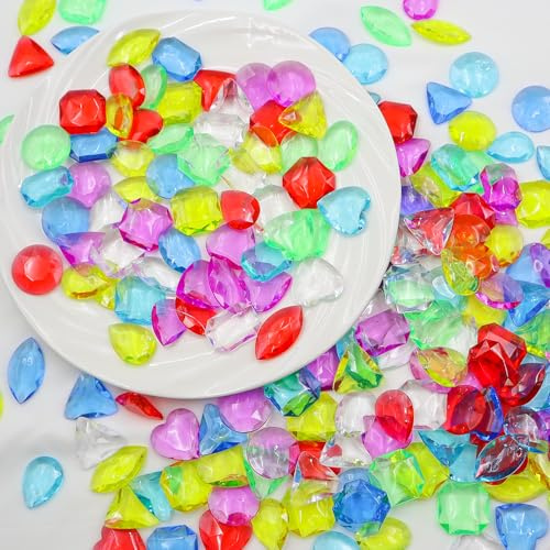 200 Pcs Jouet de plongée en Pierre Précieuse Diamants Colorés pour Enfants | Jouet de Piscine Enfant en Acrylique pour Chasse au Trésor Jeux de Plongée Jeux de Plage Décoration Artisanat