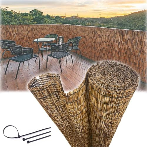 Estera separadora de valla de jardín al aire libre, 140 x 700 cm, ideal para decoración de patio trasero y privacidad