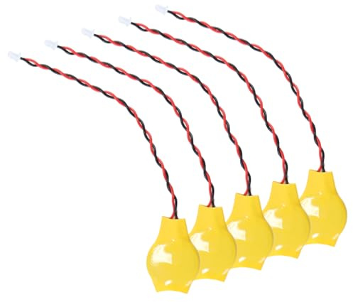 Gutol 5 baterías CR2032 BIOS CMOS con cables y conector, baterías de iones de litio de 3 V y 2 pines, repuesto para ordenador, PDA, tarjeta IC, dispositivo portátil y unidad de seguimiento.