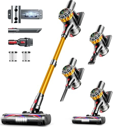 Cordless Vacuum Cleaner, 550W 45KPA 65Mins Vacuum Cleaners for Home, Stick Vacuum with Self-Standing,Touch Screen, Anti-Tangle Brush, 8-in-1 Lightweight Wireless Vacuum for Pet Hair Carpet Hard Floors